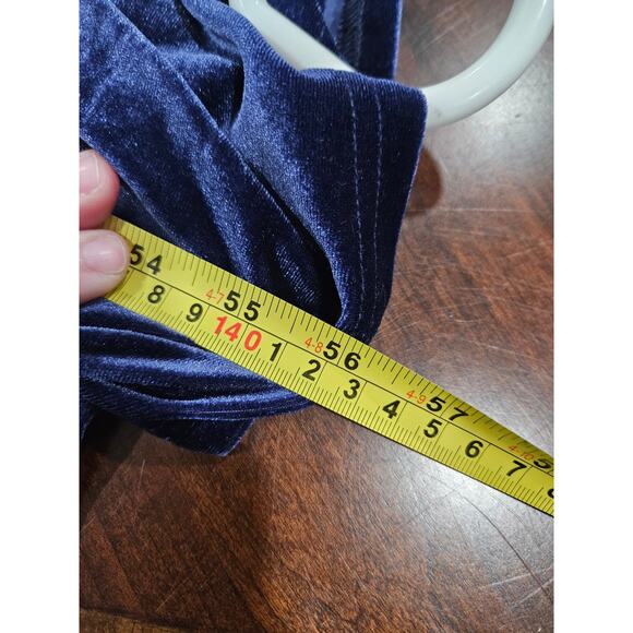 Zattcas Navy Blue Velvet Long Sleeve Winter Maxi Dress Belted Waist Size Small S - Picture 5 of 6